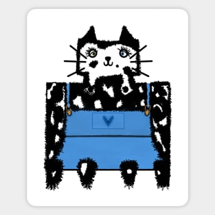 Cow Cat in Overalls Magnet